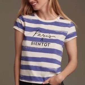 Maeve by Anthropologie Paris A Bientot Striped Tee ~ Size XS/S
